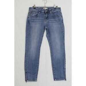 CAbi Ankle Zip Jeans Womens 6 Low Rise Skinny Stretch Med Wash‎ Denim Blue